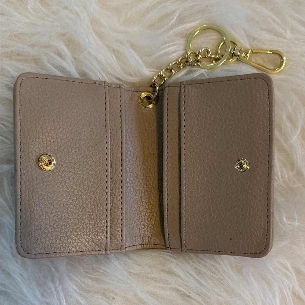 Steve Madden Small Leather Key Card Holder Wallet - Taupe with Gold Hardware - Picture 3 of 3